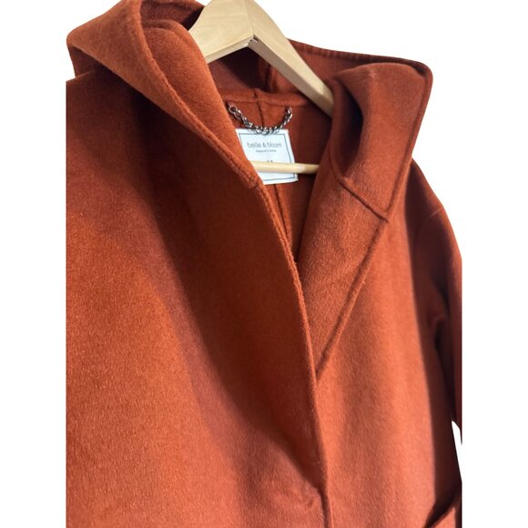 Belle & Bloom Walk This Way Rust Hoodie 3/4 Coat Size Medium Brushed Wool Blend - Picture 10 of 15